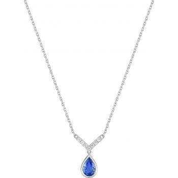 Collier BOURBON or blanc 750 /°° diamants saphir bleu
