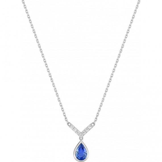 Collier BOURBON or blanc 750 /°° diamants saphir bleu