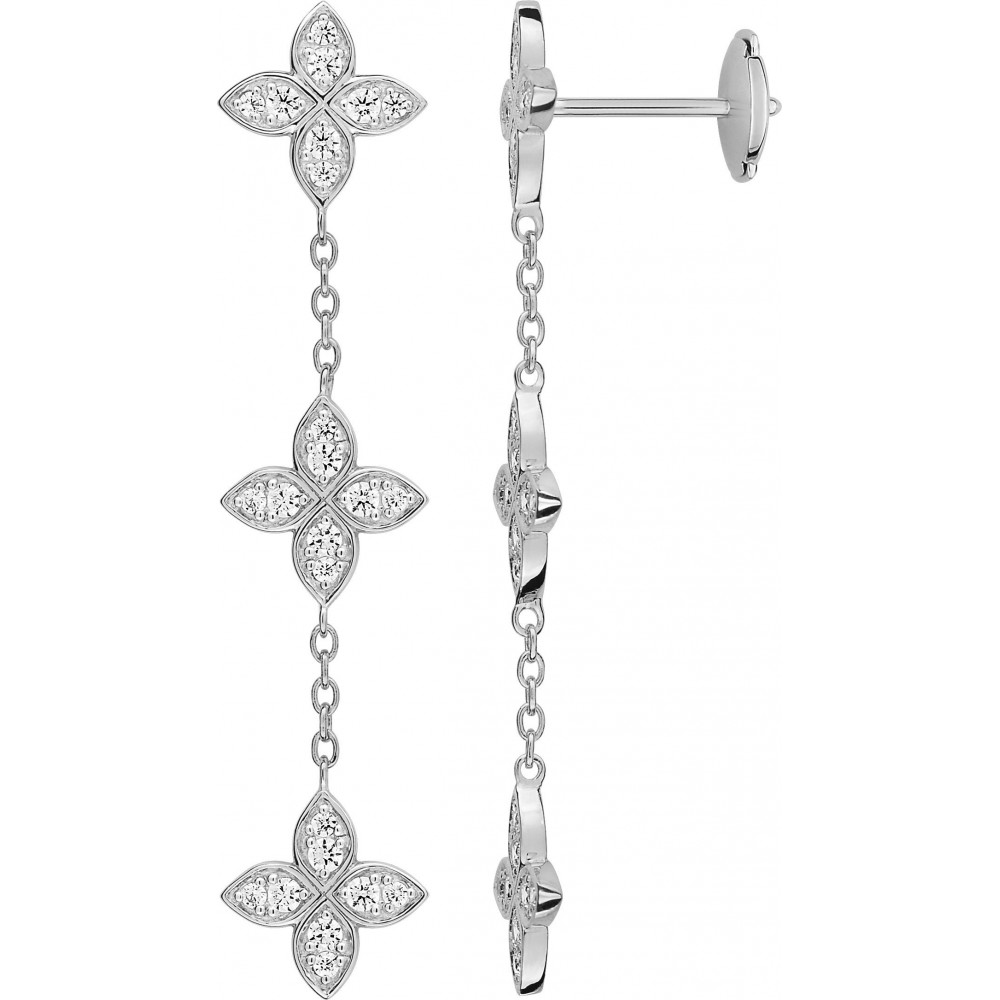 Pendants d'oreilles PETALES or blanc 750/°° diamants 0,62 carat