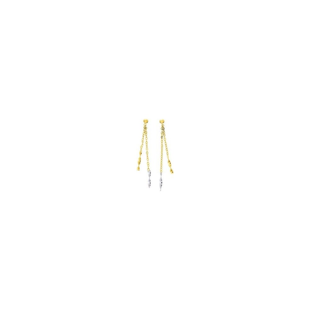 Boucles d'oreilles GLORIA  pendants or jaune or blanc 750/°°