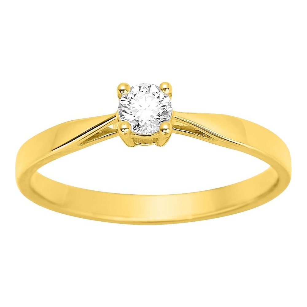 Bague de fiançailles CRIOS or jaune 750 /°° diamant 0,18 carat