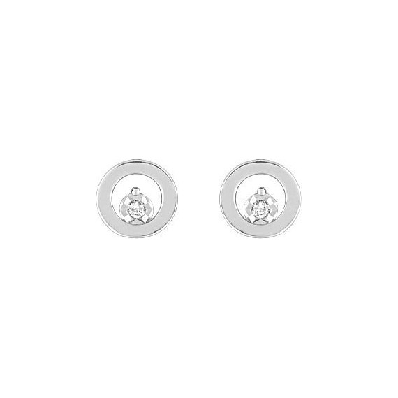 Boucles d'oreilles RIALTO or blanc 750 /°° diamants 0,02 carat