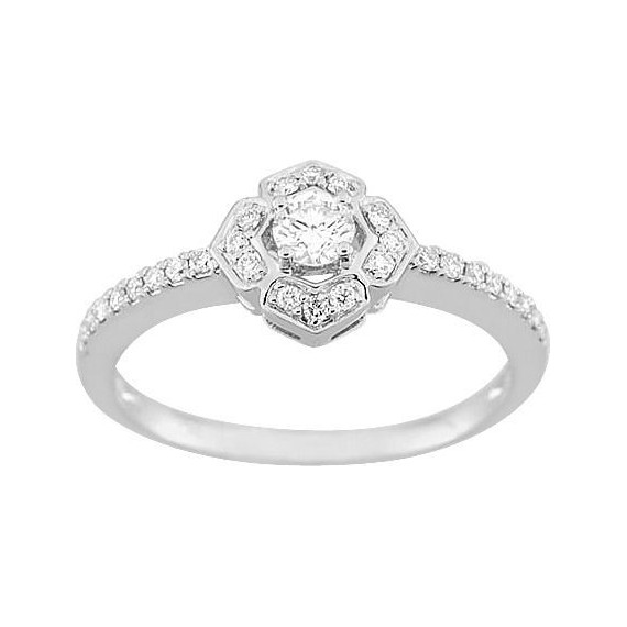 Bague de fiançailles ROMANESQUE or blanc 750 /°° diamants 0,31 carat