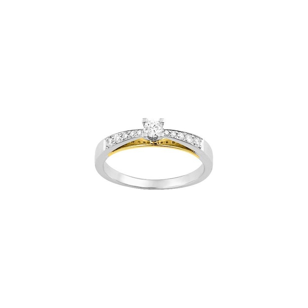 Bague de fiançailles LOVER or blanc or jaune 750 /°° diamants 0,25 carat