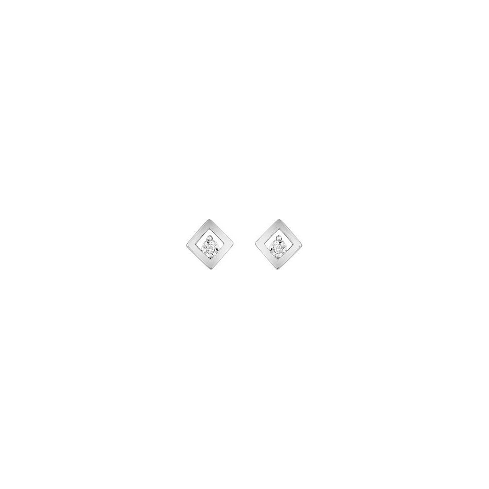 Boucles d'oreilles FINESSE or blanc 750 /°° diamants 0.02 carat