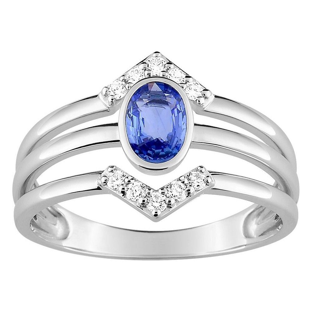 Bague MYSTIQUE orblanc 750 /° diamants saphir bleu