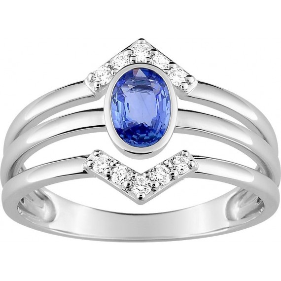 Bague MYSTIQUE orblanc 750 /° diamants saphir bleu