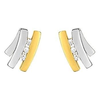 Boucles d'oreilles GINA or jaune or blanc 750 /°° diamants 0,03 carat