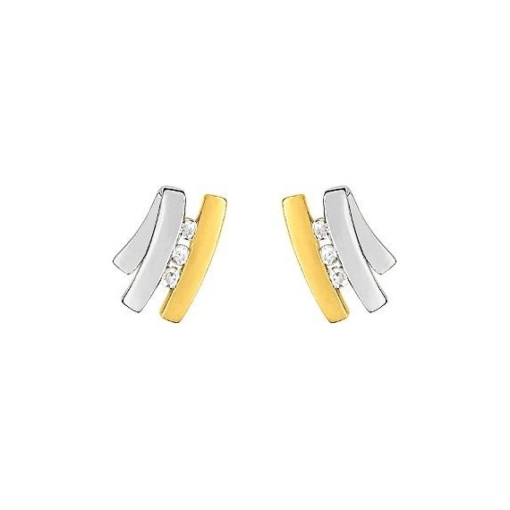 Boucles d'oreilles GINA or jaune or blanc 750 /°° diamants 0,03 carat
