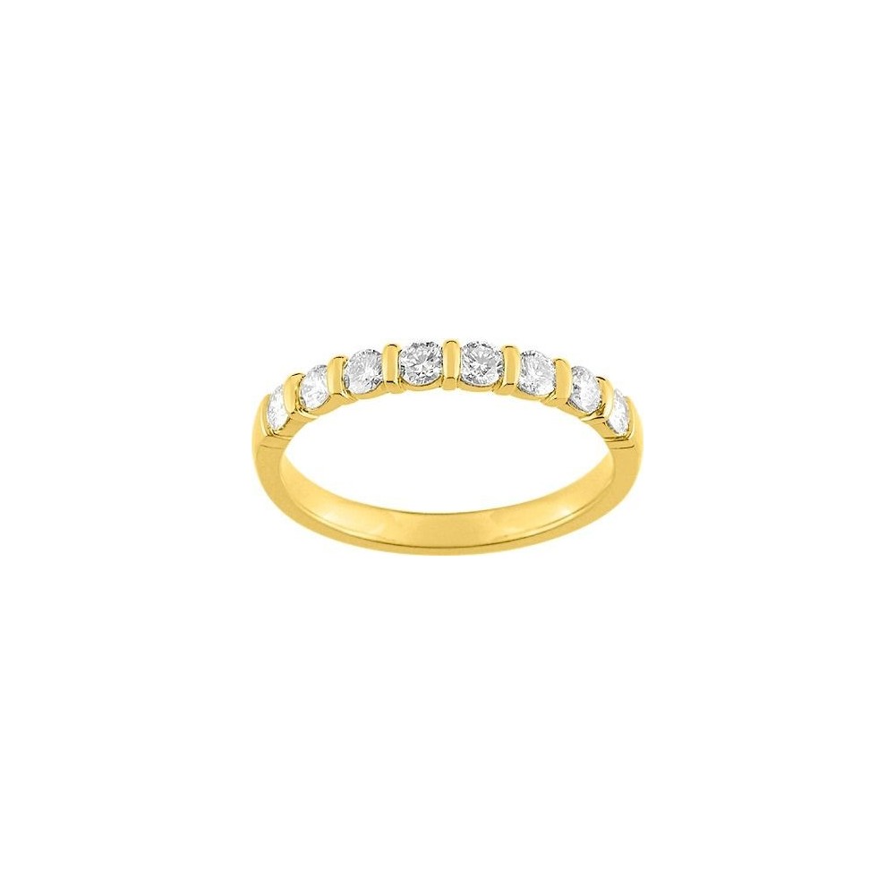 Demi-alliance BARETTE or jaune 750 /°° diamants 0,40 carat