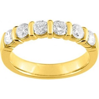 Demi-alliance BARETTE or jaune 750 /°° diamants 1 carat