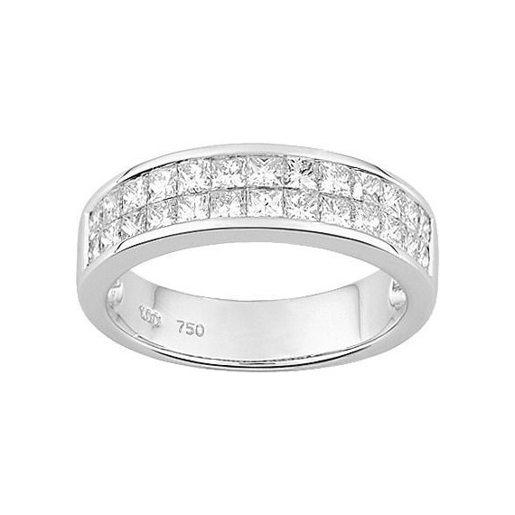 Demi-alliance RARE or blanc 750 /°° diamants 1 carat
