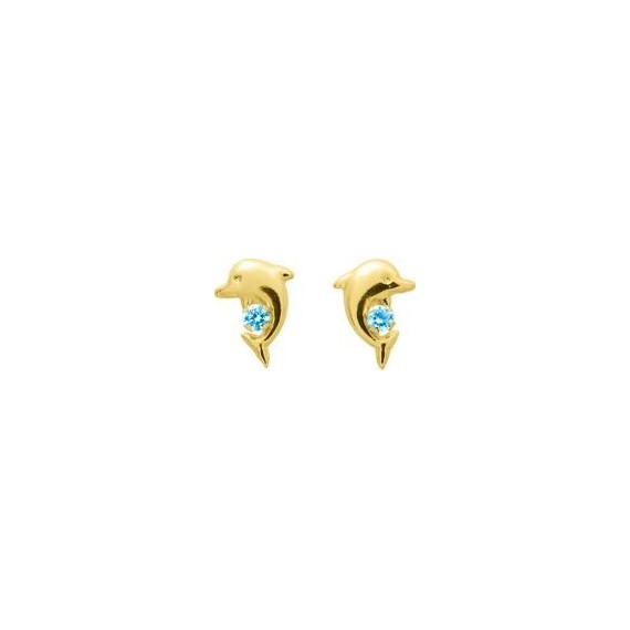 Boucles d'oreilles NAUTILUS or jaune 750 /°° topazes bleues