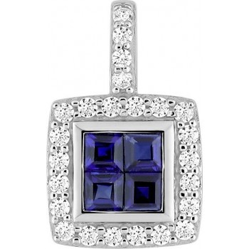 Pendentif NAVY or blanc 750 /°° diamants saphirs bleus