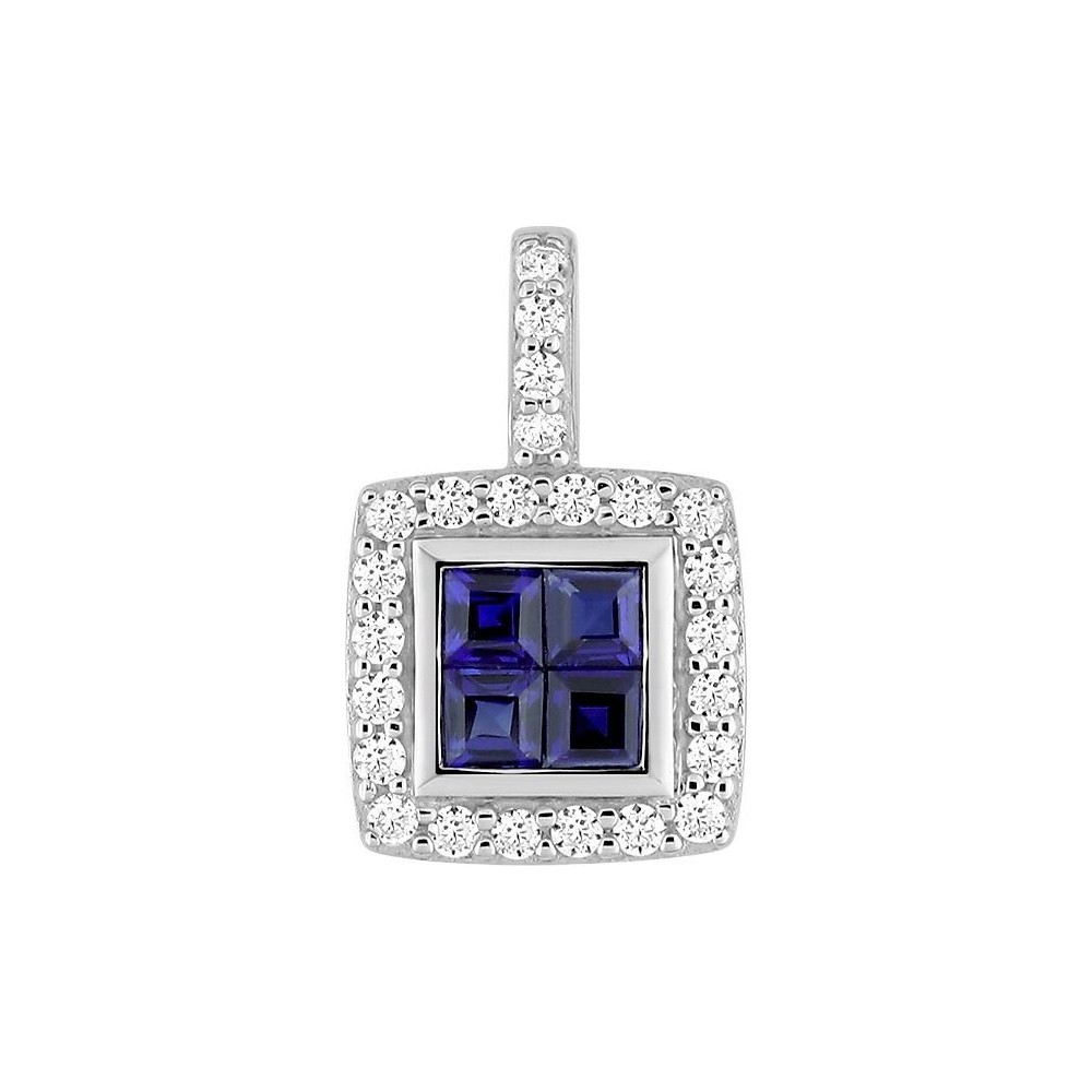 Pendentif NAVY or blanc 750 /°° diamants saphirs bleus