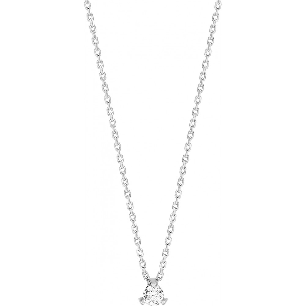 Collier TRIOMPHE or blanc 750 /°° diamant 0,10 carat