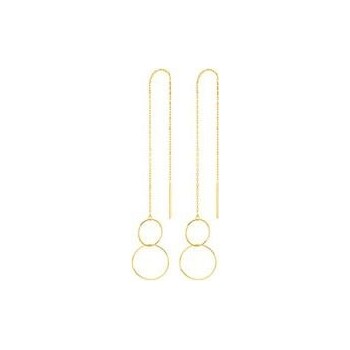 Boucles d'oreilles ROND 2 pendants or jaune 750 /°°