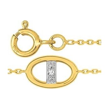 Bracelet OVALES ovales or jaune 750 / °° diamants 0.012 carat