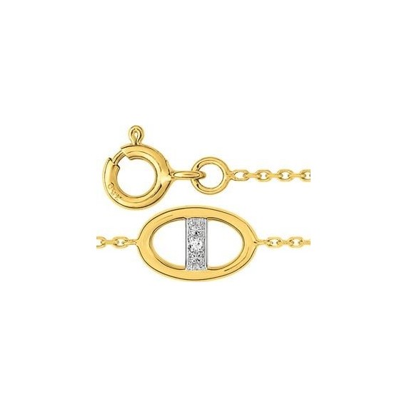Bracelet OVALES ovales or jaune 750 / °° diamants 0.012 carat
