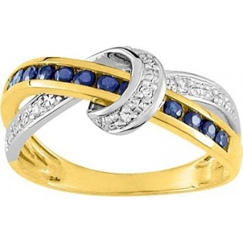 Bague FRONTIGNAN or jaune 750 /°° diamants saphirs bleus