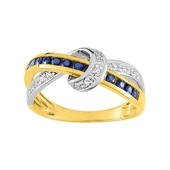 Bague FRONTIGNAN or jaune 750 /°° diamants saphirs bleus