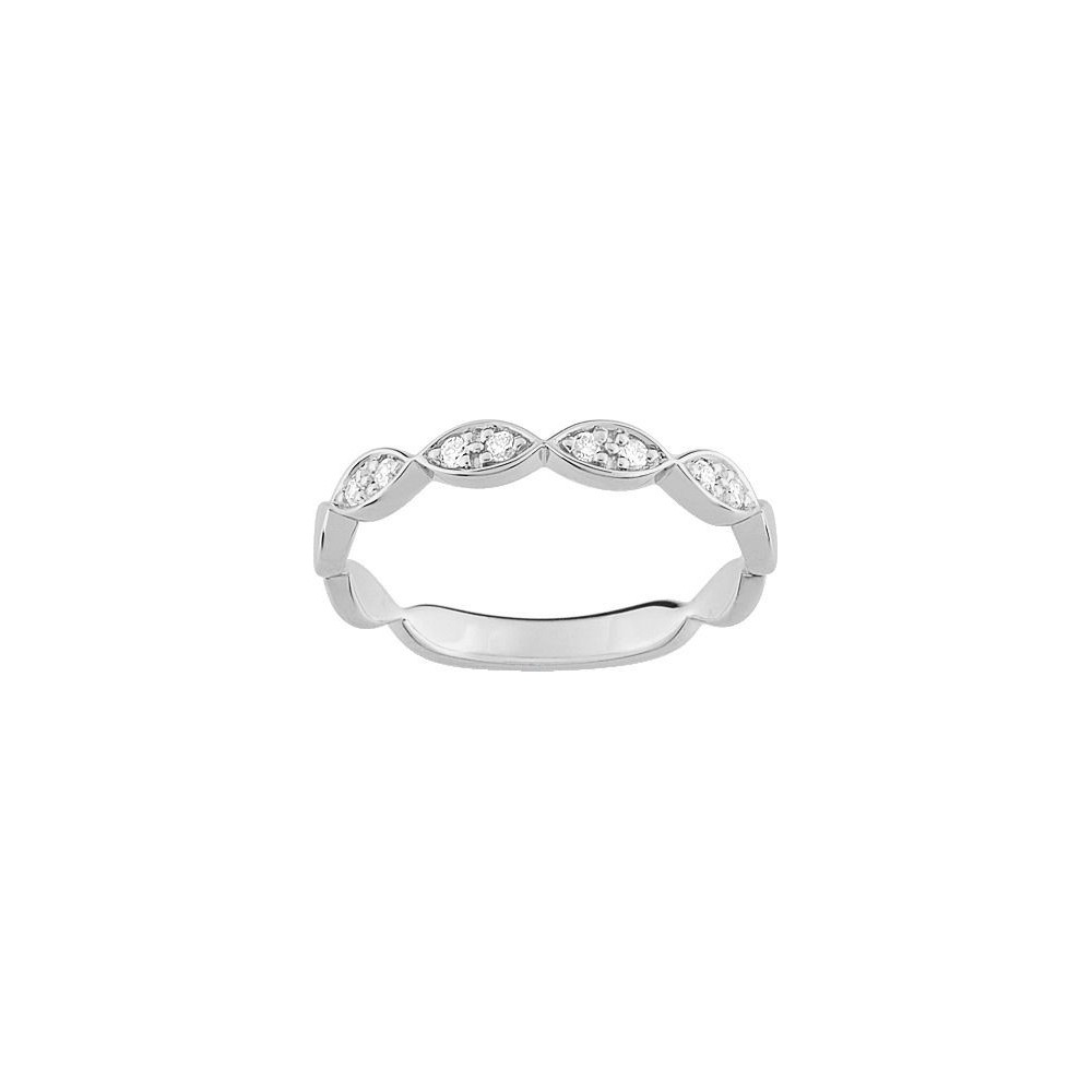 Demi-alliance FORCOLA or blanc 750 /°° diamants 0,10 carat