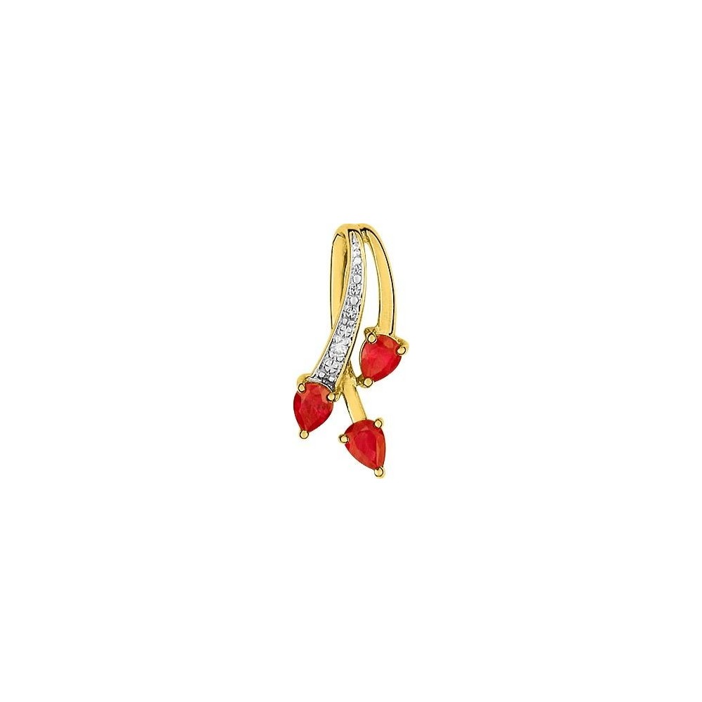 Pendentif GARONNE or jaune 750 /°° diamants rubis