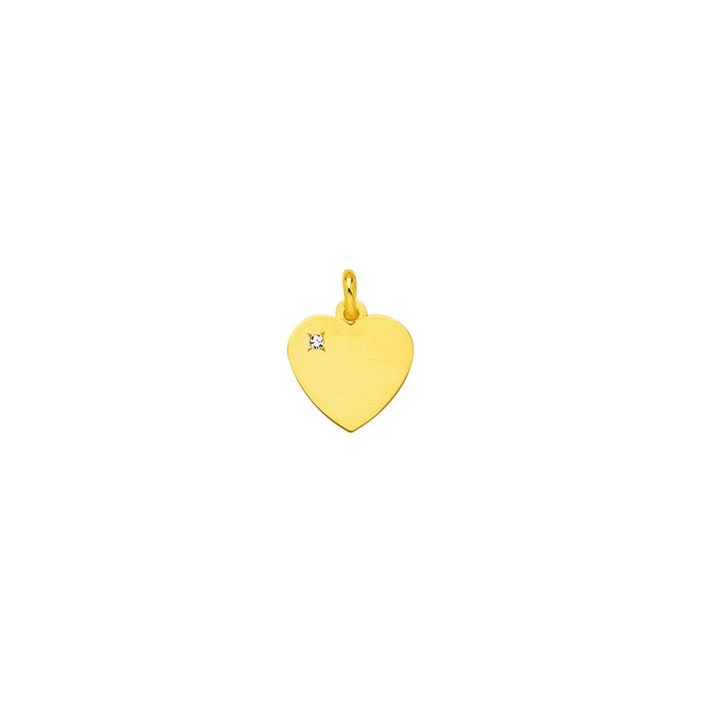 Médaille AMOUR or jaune 750 /°° diamant 0.03 carat