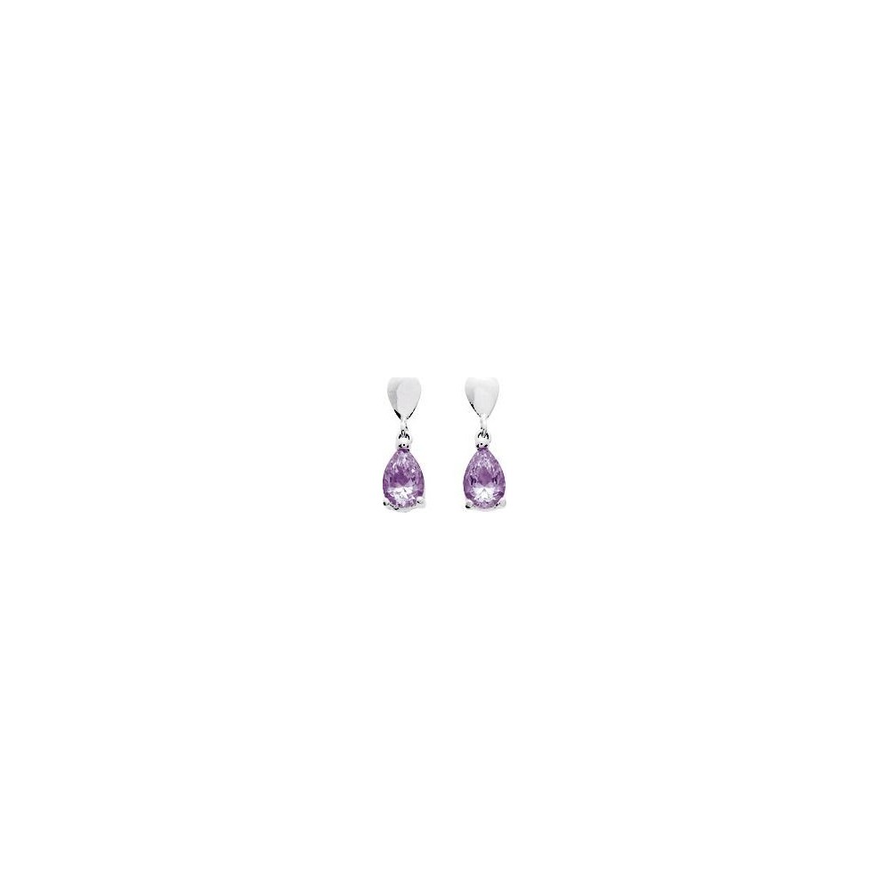 Boucles d'oreilles ALESSIA pendants or blanc 750/°° améthystes