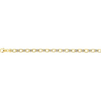 Bracelet GILDA or jaune or blanc 750/°° mailles ovales fantaisie largeur 6 mm