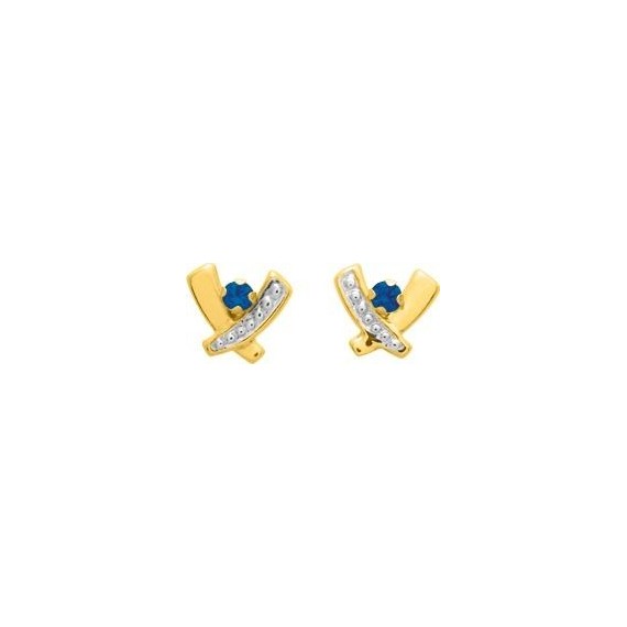 Boucles d'oreilles SOURIRE or jaune 750 /°° saphirs bleus