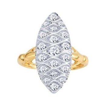 Bague MARQUISE or jaune or blanc 750 /°° diamants 0,48 carat