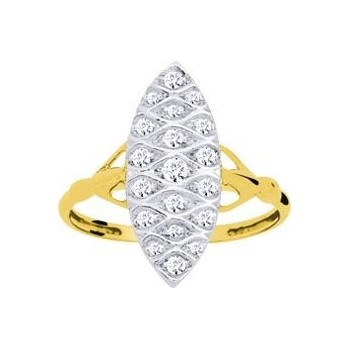 Bague MARQUISE or jaune or blanc 750 /°° diamants 0,21 carat
