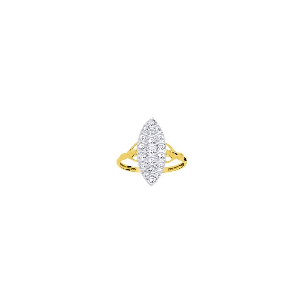 Bague MARQUISE or jaune or blanc 750 /°° diamants 0,21 carat