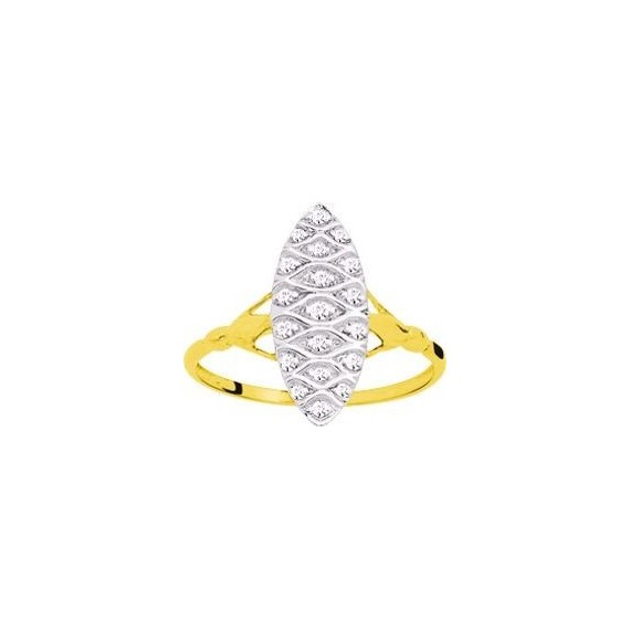 Bague MARQUISE or jaune or blanc 750 /°° diamants 0,11 carat