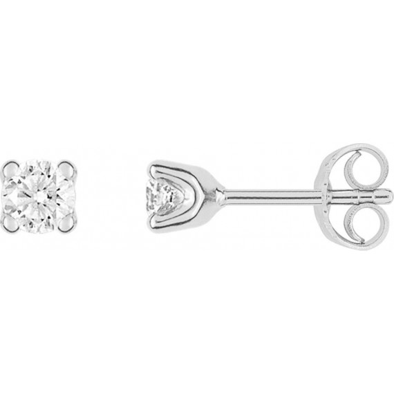 Boucles d'oreilles ARCADE or blanc 750 /°° diamants 0,25 carat