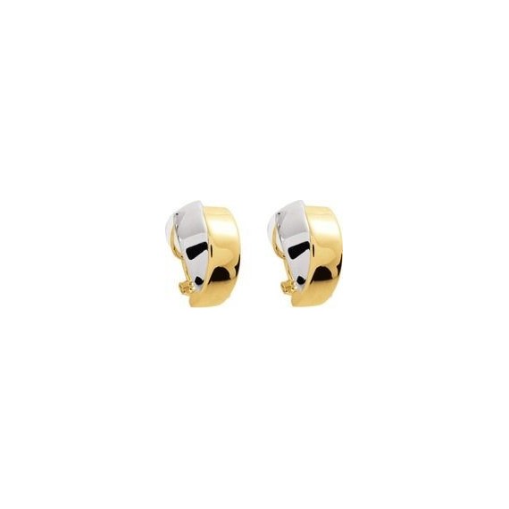 Boucles d'oreilles BAYONNE BIC clips et tiges or jaune or blanc 750/°° électroformées