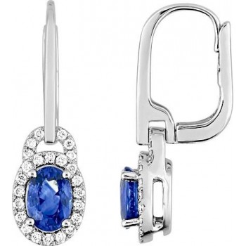 Boucles d'oreilles CHIMERE or blanc 750 /°° diamants saphirs bleus 1,40 carat