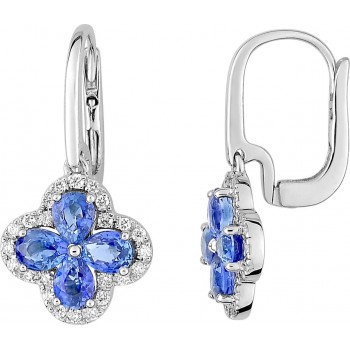 Boucles d'oreilles JOIE or blanc 750 /°° diamants saphirs bleus 1.62 carat