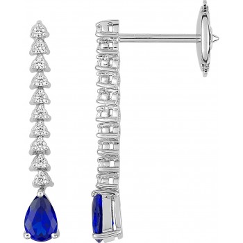 Boucles d'oreilles CHARMEUSE or blanc 750 /°° diamants saphirs bleus 1,03 carat