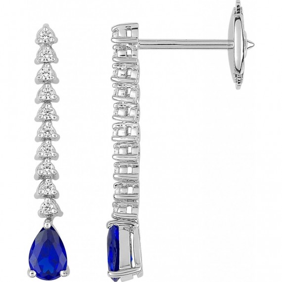 Boucles d'oreilles CHARMEUSE or blanc 750 /°° diamants saphirs bleus 1,03 carat