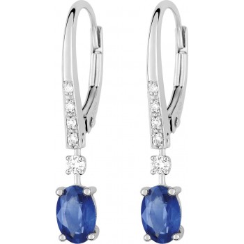 Boucles d'oreilles DELICIEUSE or blanc 750 /°° diamants saphirs bleus 1,28 carat