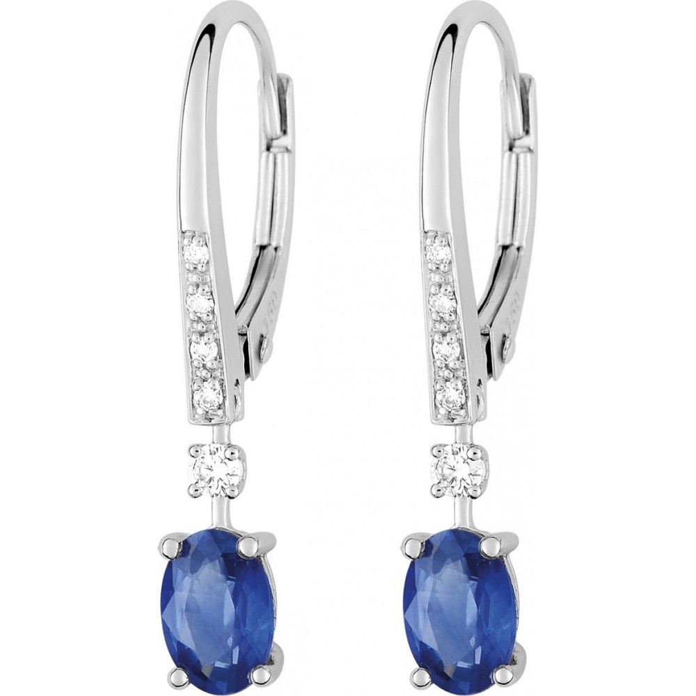 Boucles d'oreilles DELICIEUSE or blanc 750 /°° diamants saphirs bleus 1,28 carat