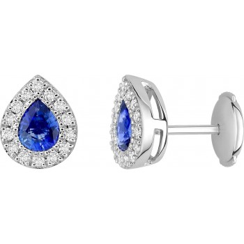 Boucles d'oreilles SERENITE or blanc 750 /°° diamants saphirs bleus 0,50 carat