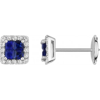 Boucles d'oreilles EXQUISE or blanc 750 /°° diamants saphirs bleus 0,69 carat