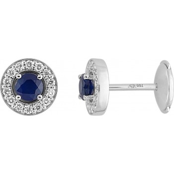 Boucles d'oreilles ANTARES or blanc 750 /°° diamants saphirs bleus