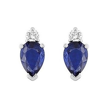 Boucles d'oreilles SILVIA or blanc 750 /°° diamants saphirs bleus 1.20 carat