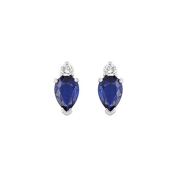 Boucles d'oreilles SILVIA or blanc 750 /°° diamants saphirs bleus 1.20 carat