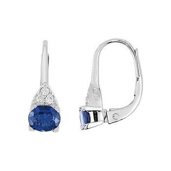 Boucles d'oreilles LA CIOTAT or blanc 750 /°° diamants saphirs bleus