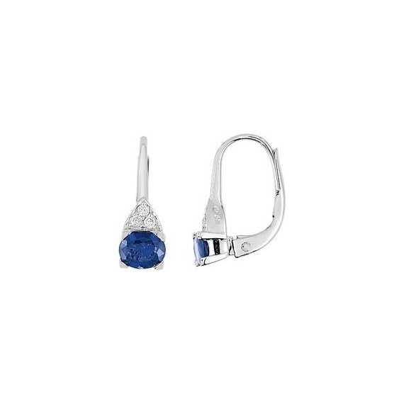 Boucles d'oreilles LA CIOTAT or blanc 750 /°° diamants saphirs bleus